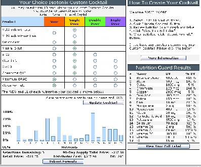 Image from Market America's Custom Isotonix ordering system